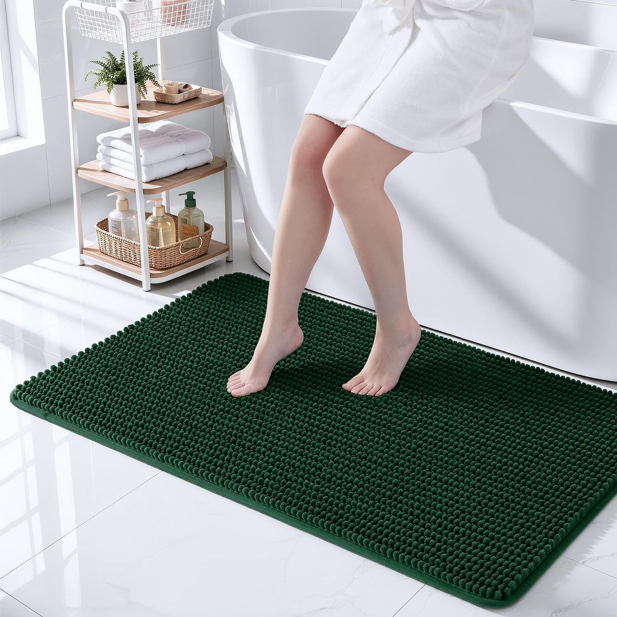 Ophanie Grey Bathroom Rugs 30x20, Soft Chenille Bath Mat, Non Slip Absorbent Quick Dry Light Gray Mats, Machine Washable Thick Small Area Rug Sets,Grip Bathmat for Shower,Toilet,Sink and Indoor Floor