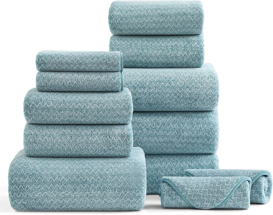 Ultra Soft Bath Towel Set,12 Piece (4 Bath Towels,4 Hand Towels,4 Washcloths) Family Bathroom Towels Set with Hanging Loop,Quick Dry Extra Absorbent Shower Towel for Bathroom,Hotel,Spa-Turquoise