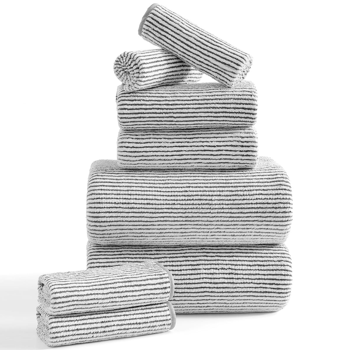 8-Piece Premium Towel Set for Bathroom|2 Oversized Large Bath Sheet,2 Hand Towels,4 Washcloths|Soft Cozy Highly Absorbent Fast Dry Microfiber Shower Towel Set for Hotel Bathroom Essentials,Dark Brown