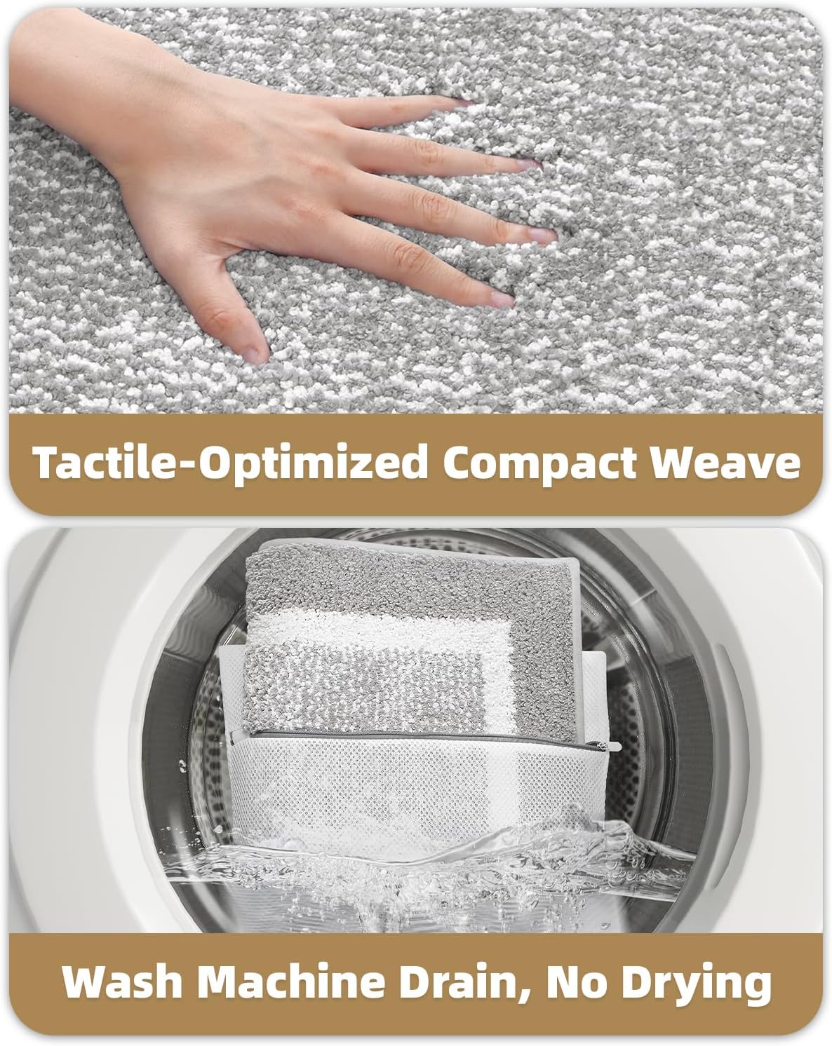 Color&Geometry 16"x24" Small Bath Mats for Bathroom Simple and Stylish,Gray