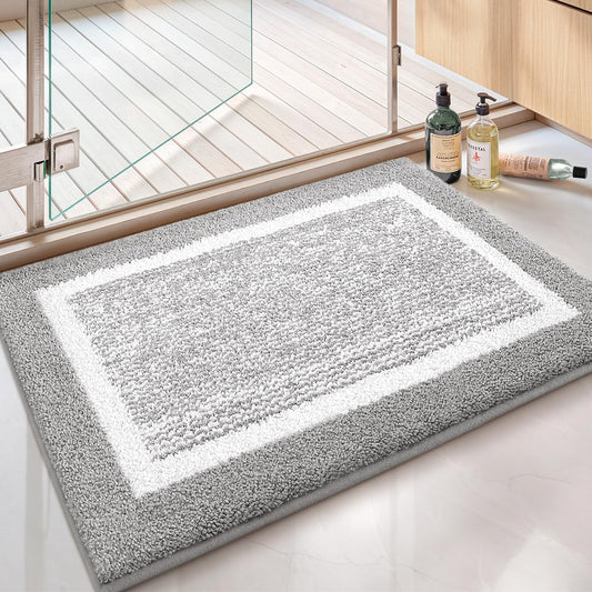 Color&Geometry 16"x24" Small Bath Mats for Bathroom Simple and Stylish,Gray