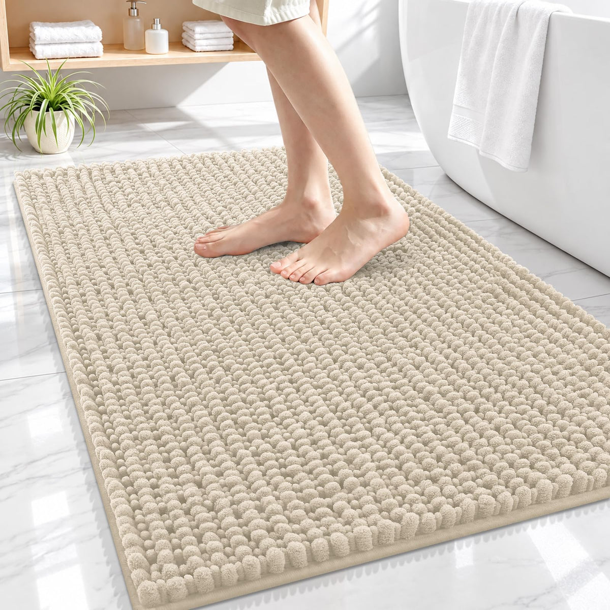 Smiry Thick Bathroom Rugs 30x20, Extra Soft Absorbent Chenille Bath Mat