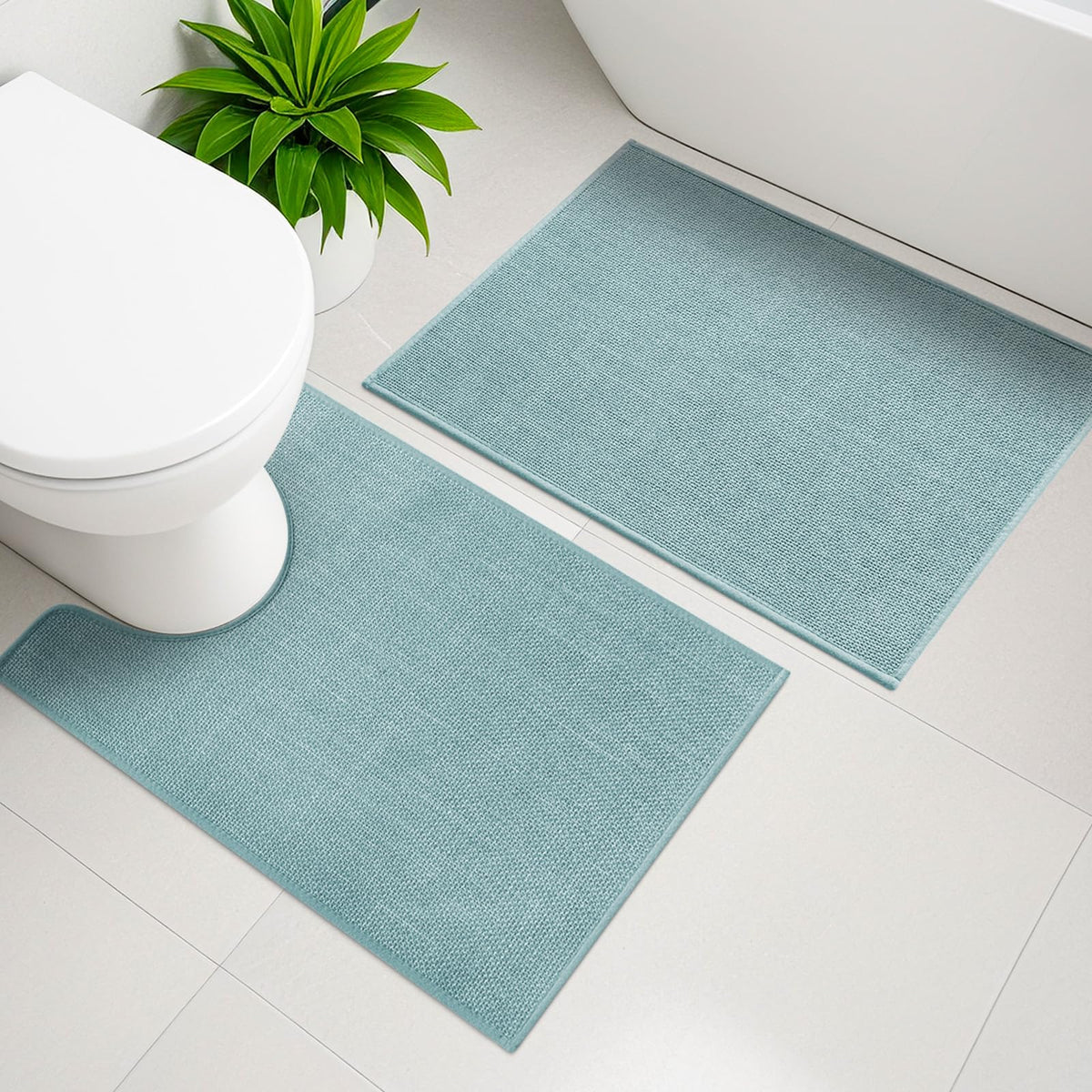YIHOUSE Bathroom Rugs Thin Bath Mat Sets 2 Pieces Quick Dry,Beige