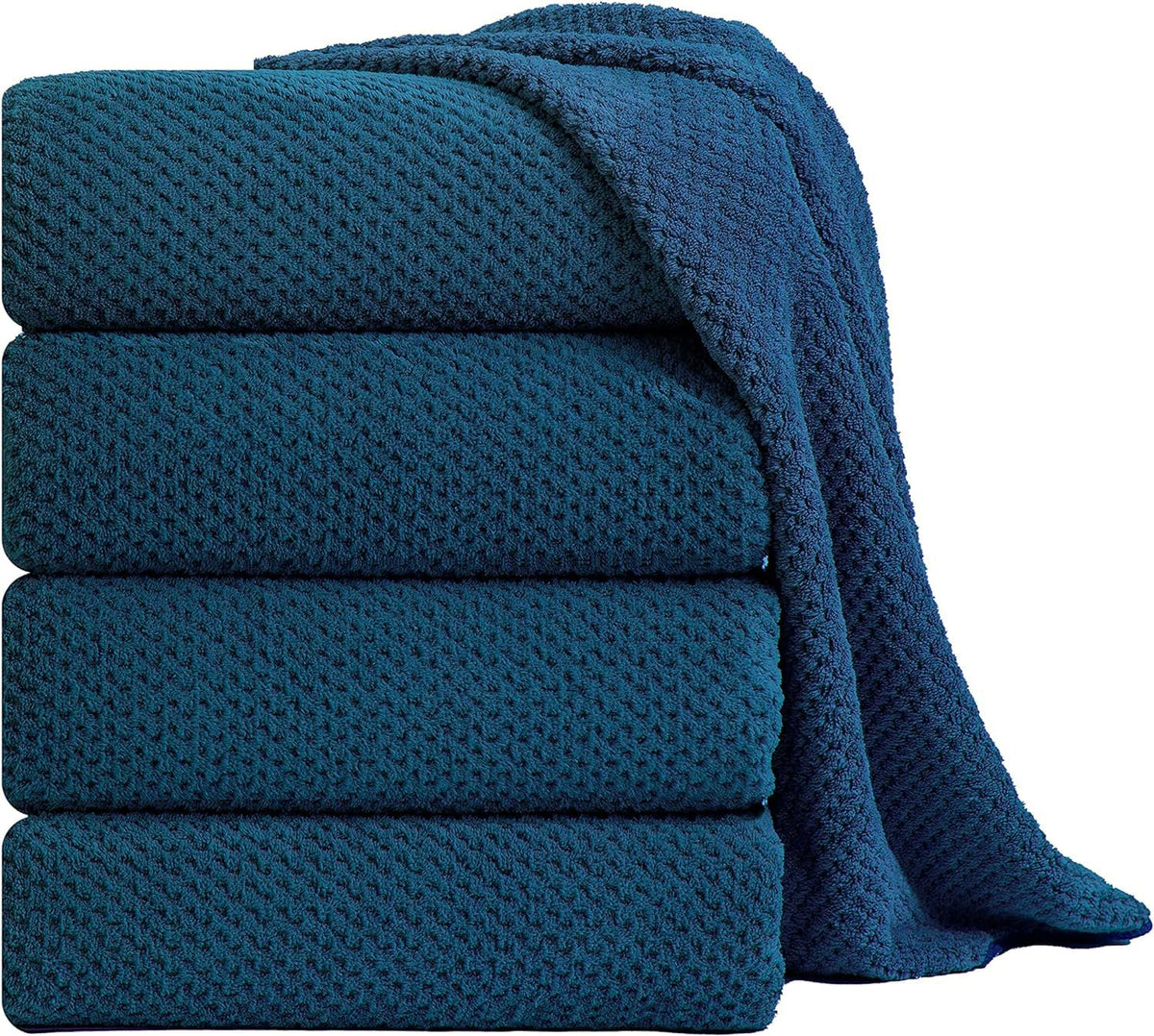 8-Piece Bath Towel Set, 2 Extra Large Bath Towel Sheets, 2 Hand Towels and 4 Washcloths - Highly Absorbent Quick Dry Polyester,Ultra Soft Towel Set for Bathroom, Waffle Weave Design, Pack of 8, Green