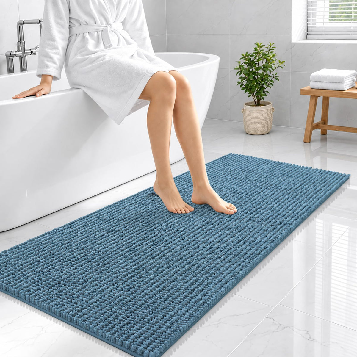 Smiry Thick Bathroom Rugs 30x20, Extra Soft Absorbent Chenille Bath Mat