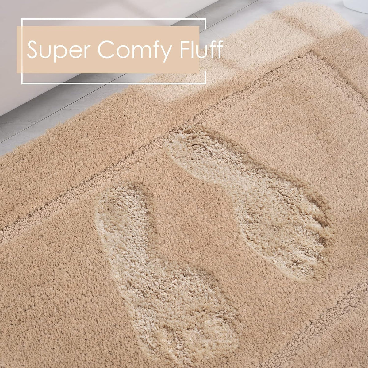 LOCHAS Bathroom Rug Set 2 Piece, 20''x20'' & 34''x21'', Beige