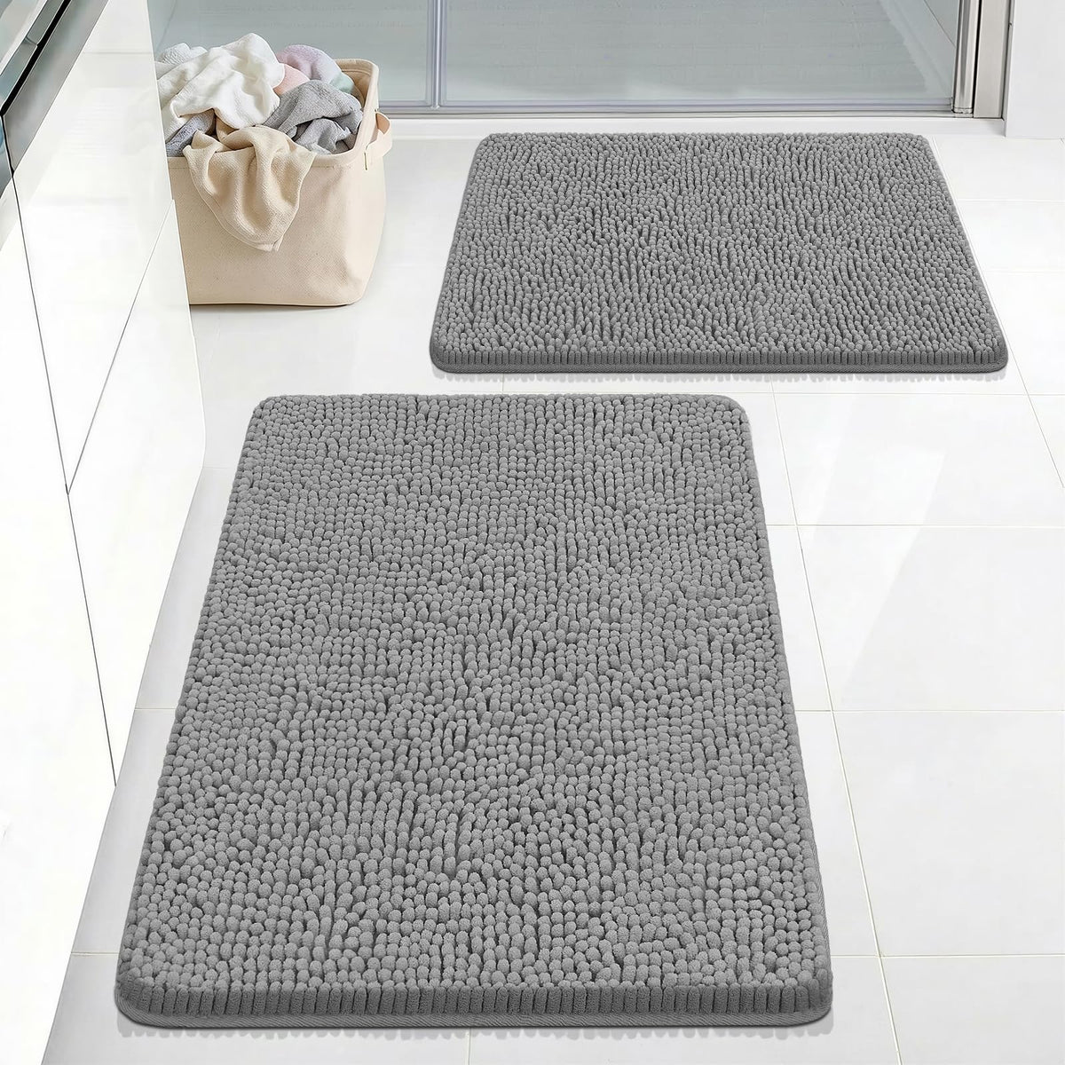 Bcoimo Small Bath Rug Mat,24x17 Extra Soft Chenille Lavender Bathroom Mats