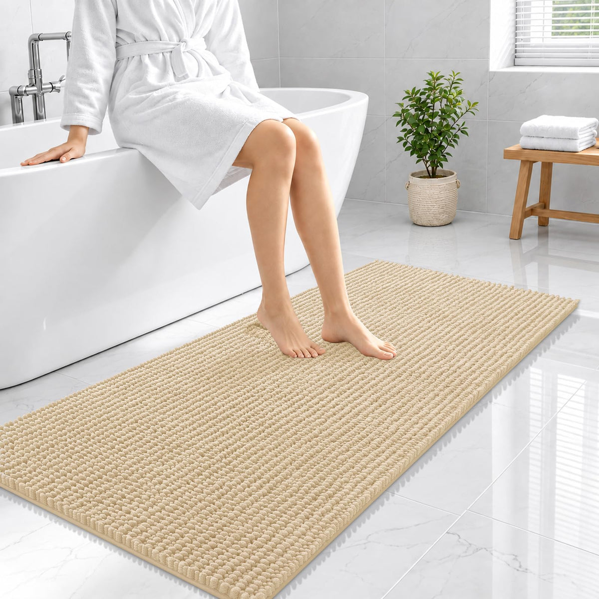 Smiry Thick Bathroom Rugs 30x20, Extra Soft Absorbent Chenille Bath Mat