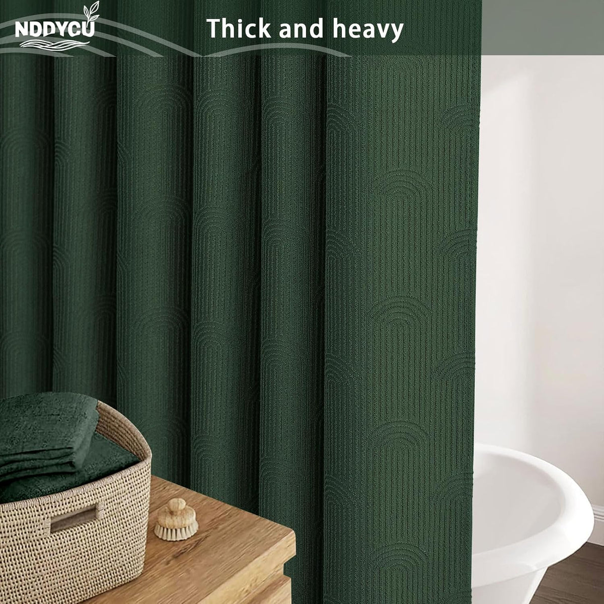 Dark Green Boho Cotton Shower Curtain Arch,72" W x 72" L