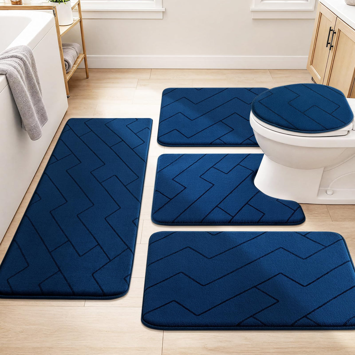 YIHOUSE 3 Piece Bathroom Rug Set - Soft Memory Foam Bath Mat, Dark Grey