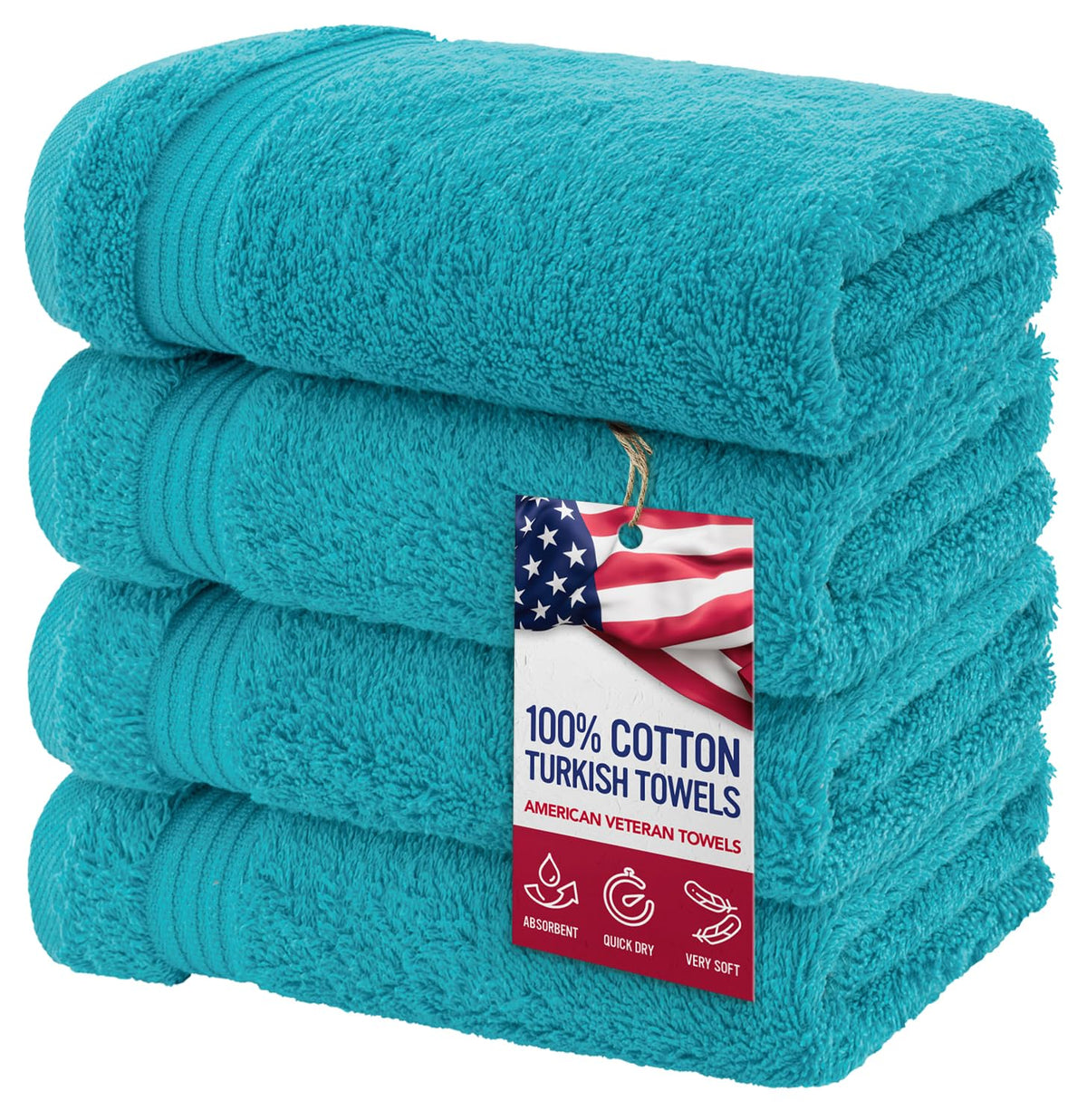 American Veteran Towel, Hand Towels for Bathroom Set of 4, 100% Cotton Turkish Hand Towel Sets, Soft Hand Face Towels, Navy Blue Hand Towels