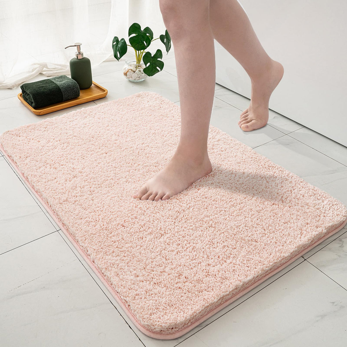 MIULEE Dark Purple Bathroom Rugs Soft Small Microfiber Bath Mat 16x24 Inch
