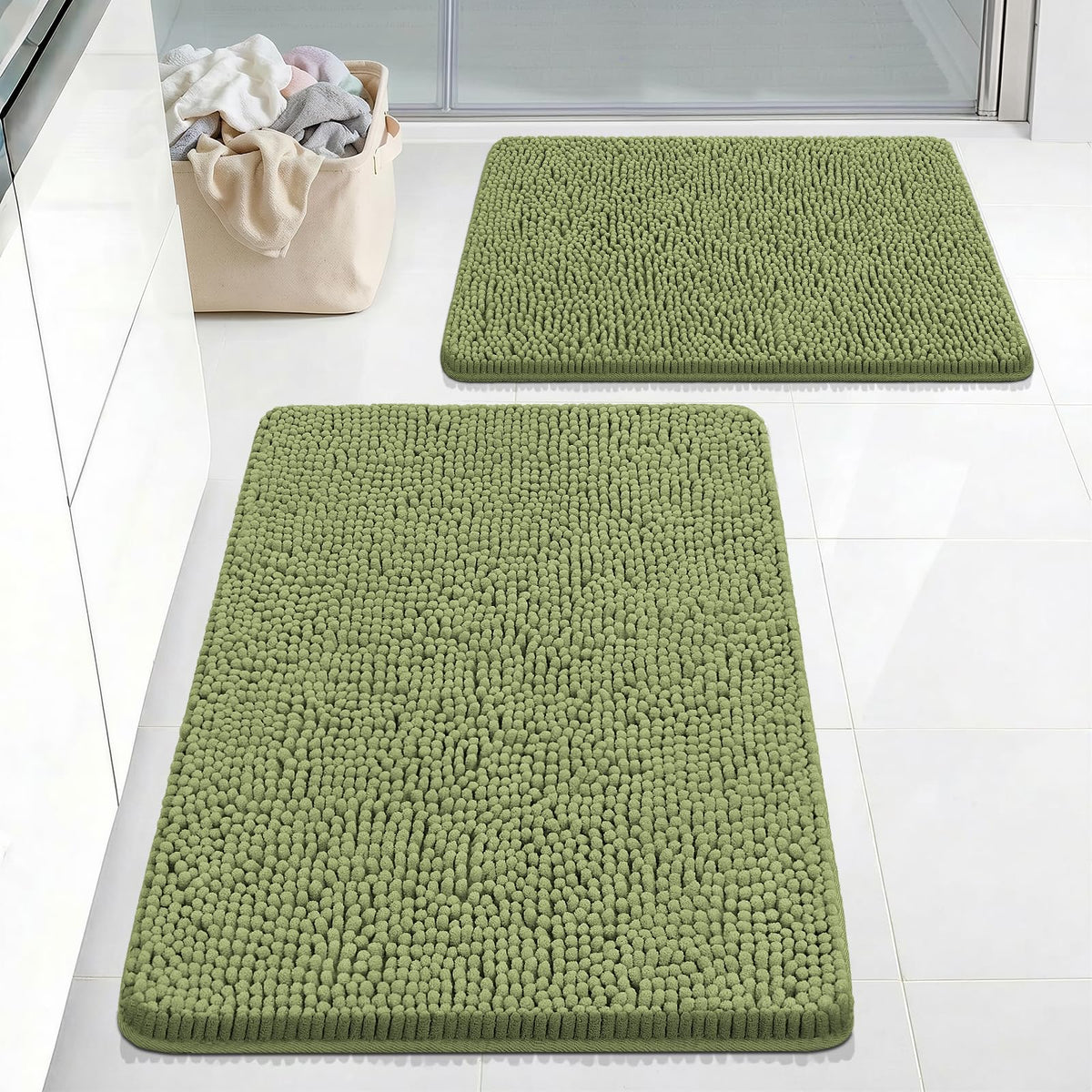 Bcoimo Small Bath Rug Mat,24x17 Extra Soft Chenille Lavender Bathroom Mats