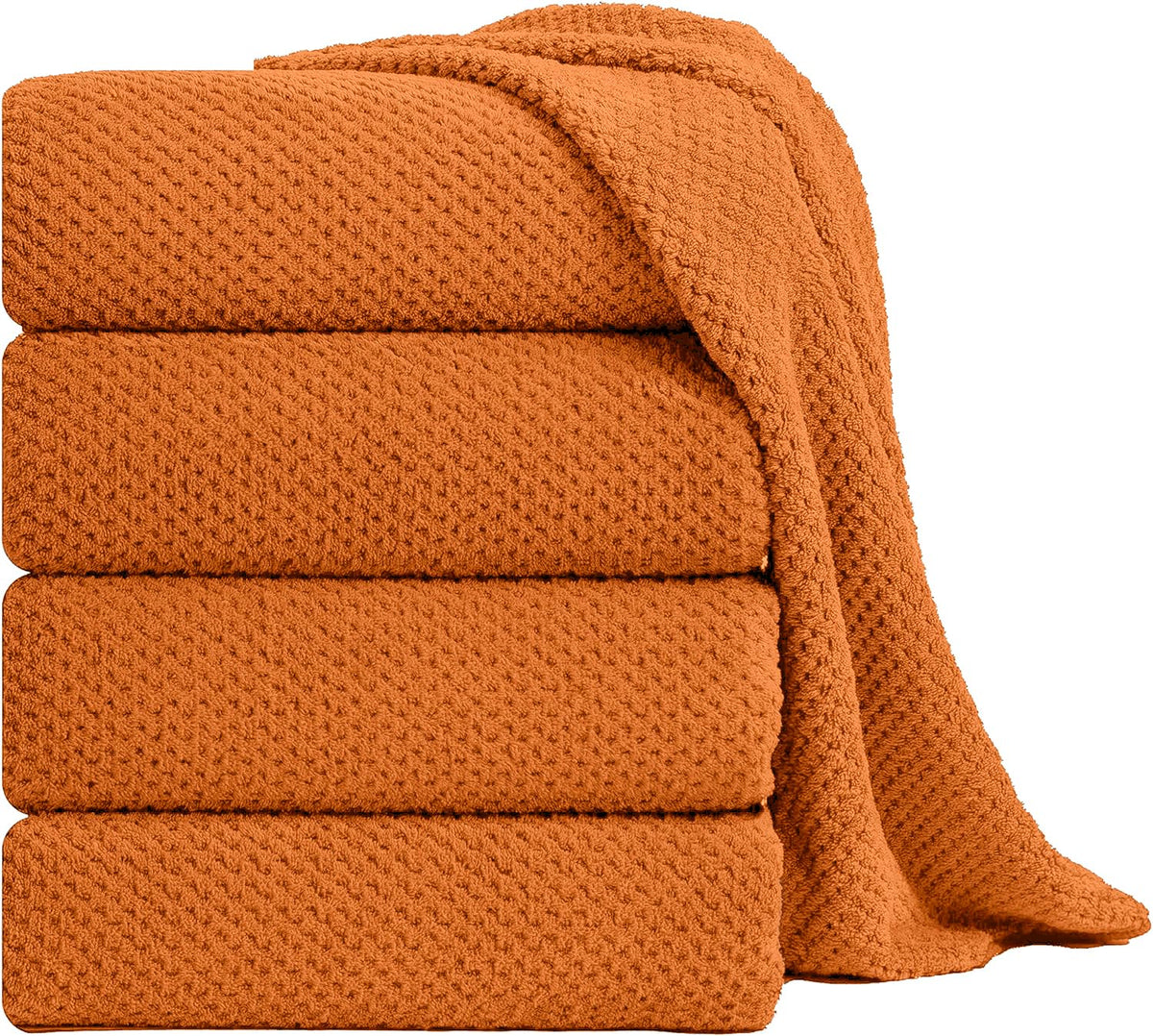 8-Piece Bath Towel Set, 2 Extra Large Bath Towel Sheets, 2 Hand Towels and 4 Washcloths - Highly Absorbent Quick Dry Polyester,Ultra Soft Towel Set for Bathroom, Waffle Weave Design, Pack of 8, Green