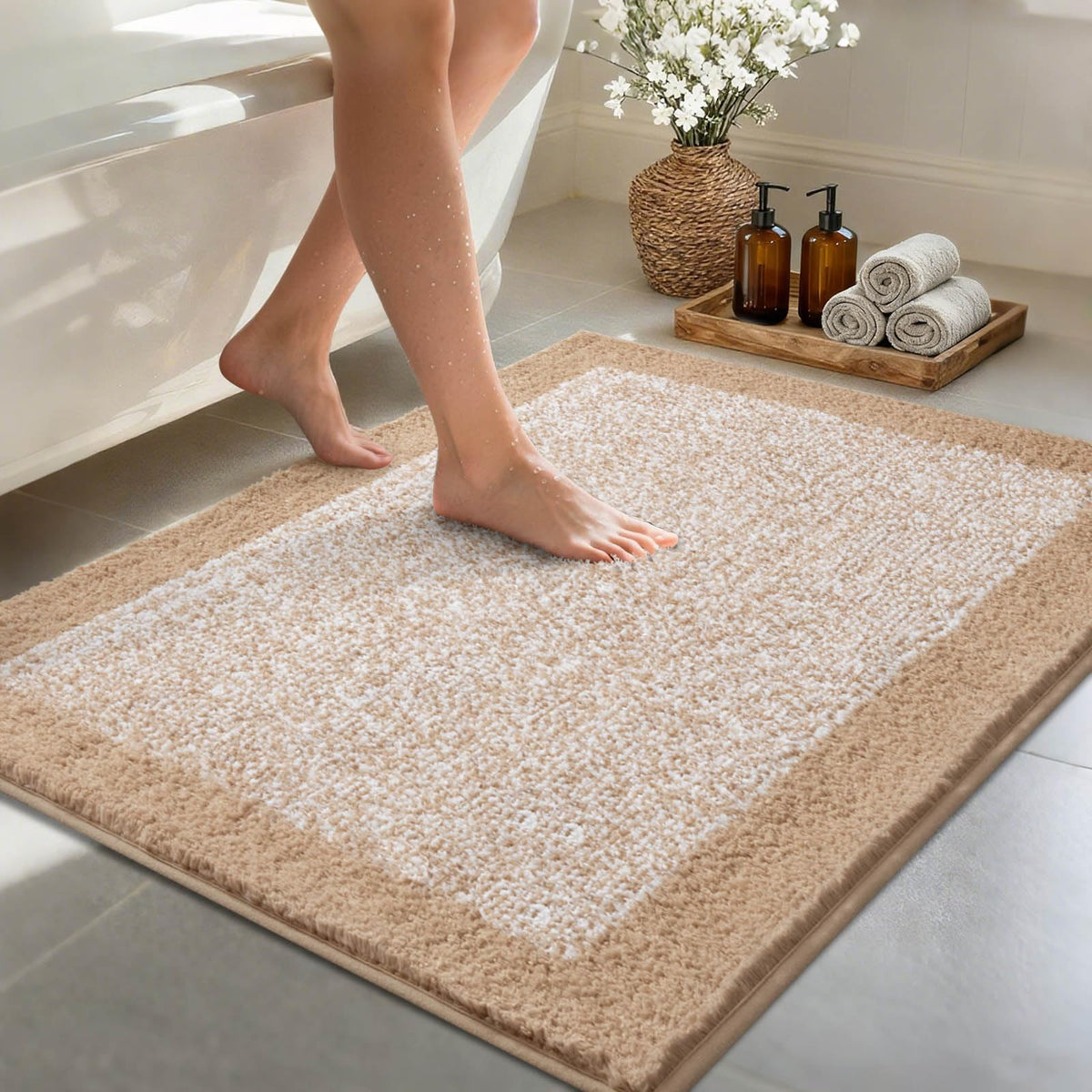 48x24 Long Bathroom Rugs Non Slip Washable, Soft Absorbent Bath Mat Blue