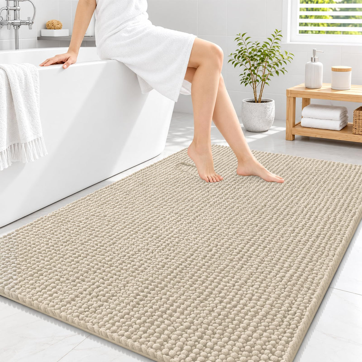 Smiry Thick Bathroom Rugs 30x20, Extra Soft Absorbent Chenille Bath Mat