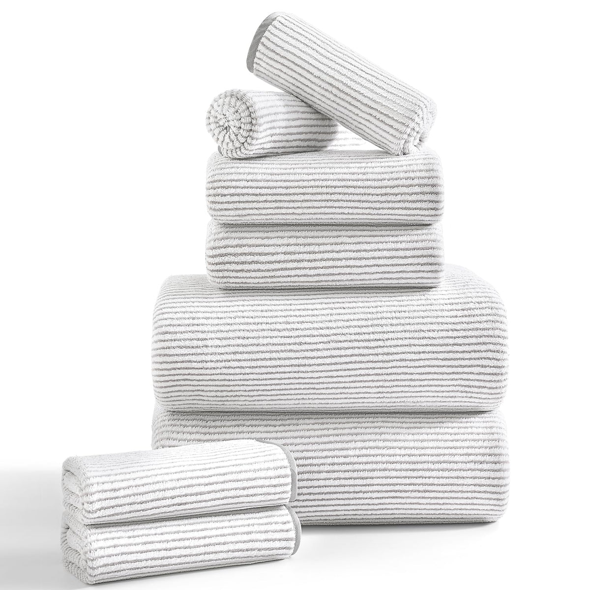 8-Piece Premium Towel Set for Bathroom|2 Oversized Large Bath Sheet,2 Hand Towels,4 Washcloths|Soft Cozy Highly Absorbent Fast Dry Microfiber Shower Towel Set for Hotel Bathroom Essentials,Dark Brown