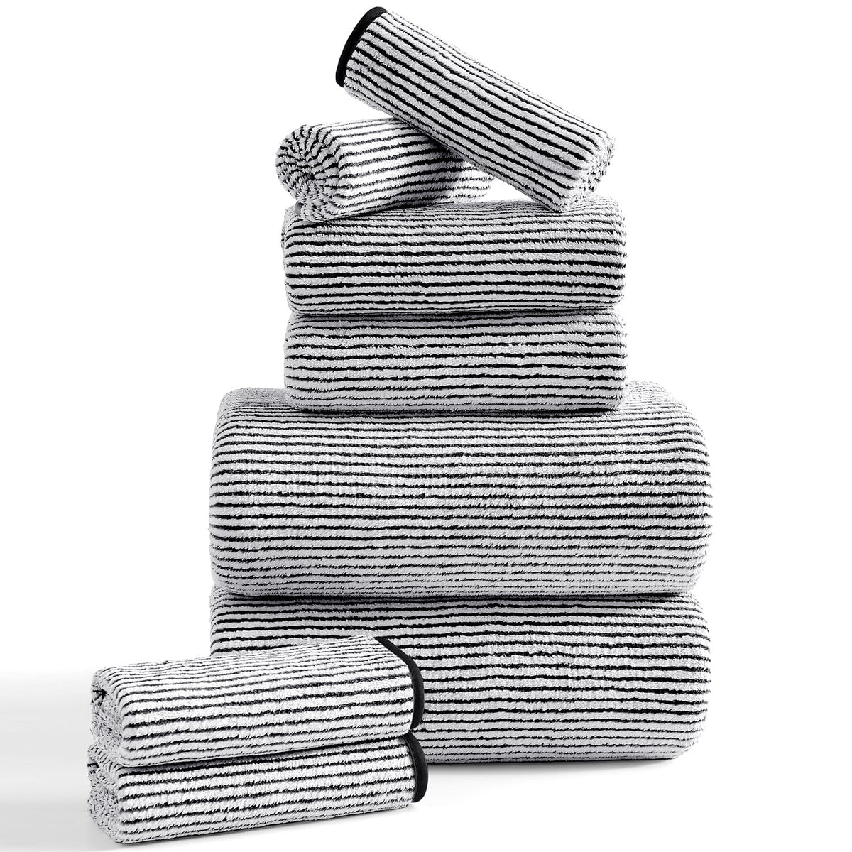 8-Piece Premium Towel Set for Bathroom|2 Oversized Large Bath Sheet,2 Hand Towels,4 Washcloths|Soft Cozy Highly Absorbent Fast Dry Microfiber Shower Towel Set for Hotel Bathroom Essentials,Dark Brown