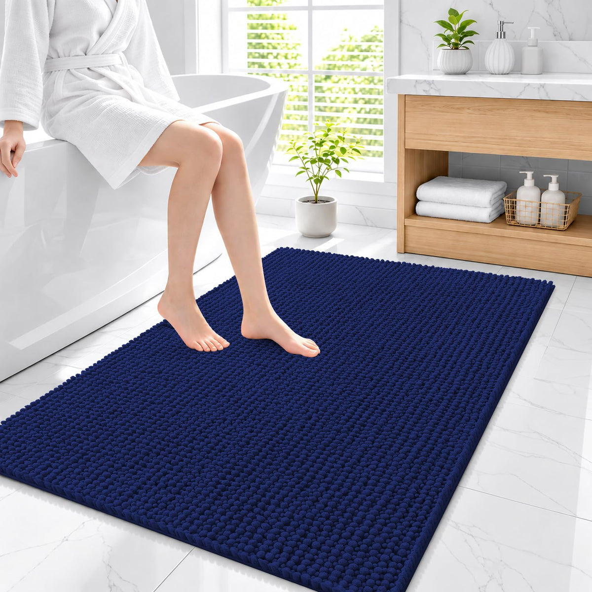 Smiry Thick Bathroom Rugs 30x20, Extra Soft Absorbent Chenille Bath Mat