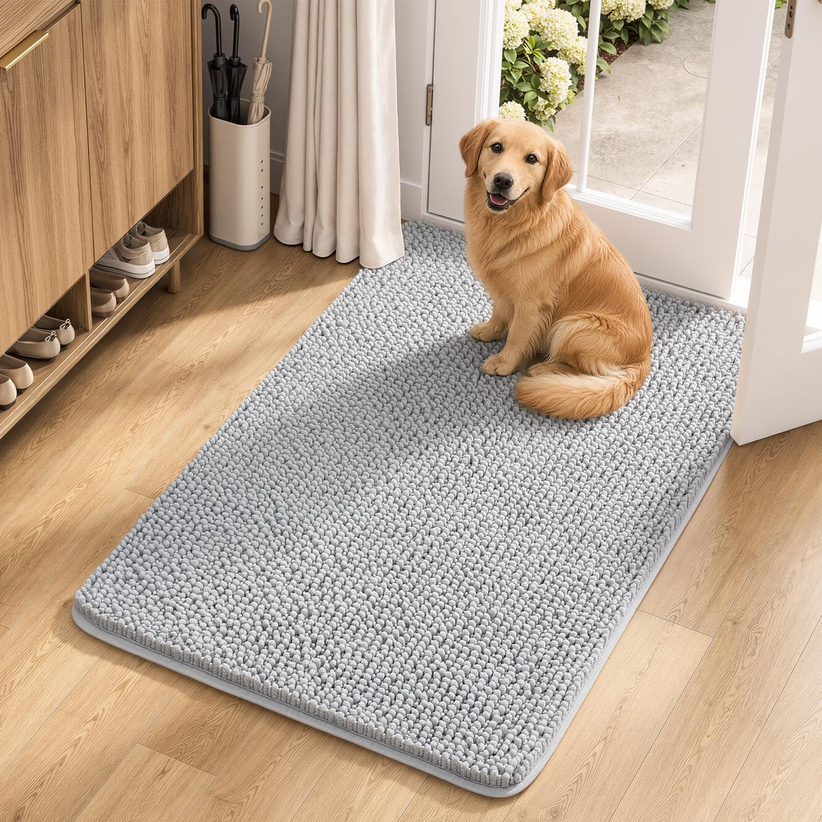 Ophanie Grey Bathroom Rugs 30x20, Soft Chenille Bath Mat, Non Slip Absorbent Quick Dry Light Gray Mats, Machine Washable Thick Small Area Rug Sets,Grip Bathmat for Shower,Toilet,Sink and Indoor Floor