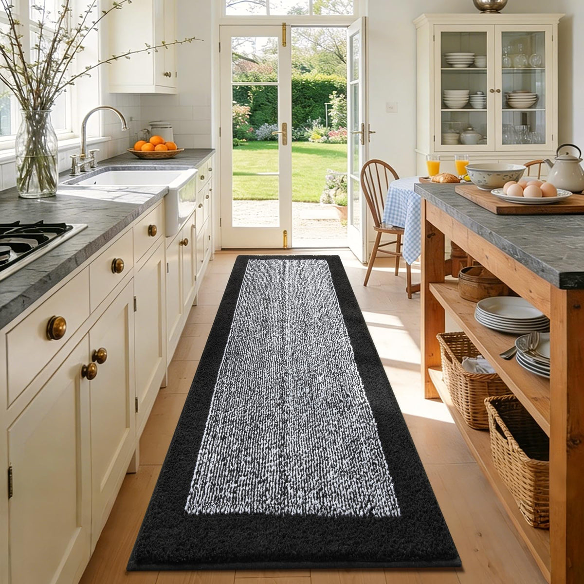 48x24 Long Bathroom Rugs Non Slip Washable, Soft Absorbent Bath Mat Blue
