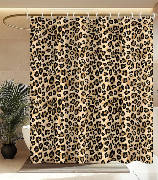 MAMUSE Shower Curtain for Bathroom - Cute Aesthetic Decorative Modern Girly Unique Girls Design Pretty Women Waterproof Fabric Cloth Cortinas de Baño Bathtub 72 x 72 Inch, Leopard Print