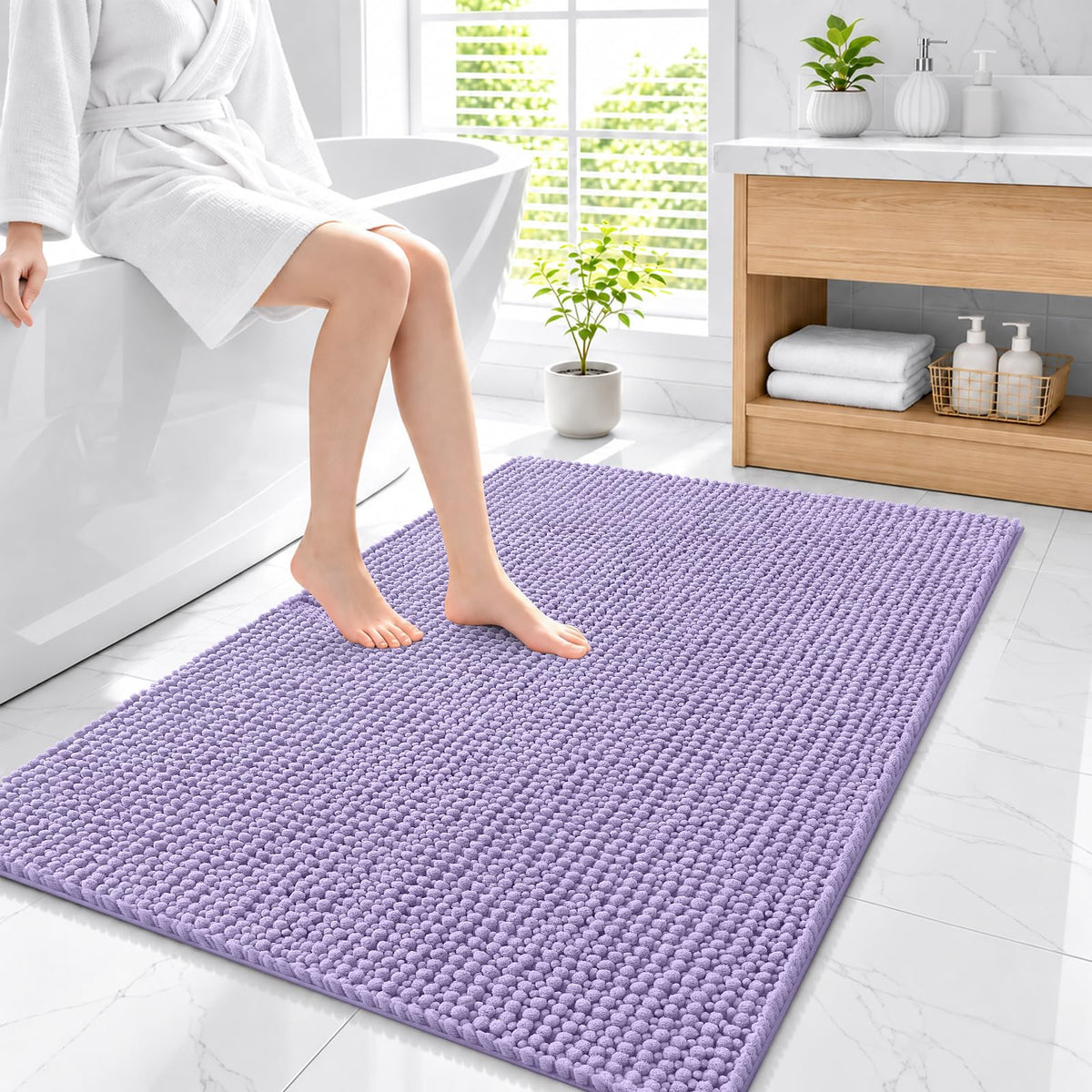 Smiry Thick Bathroom Rugs 30x20, Extra Soft Absorbent Chenille Bath Mat