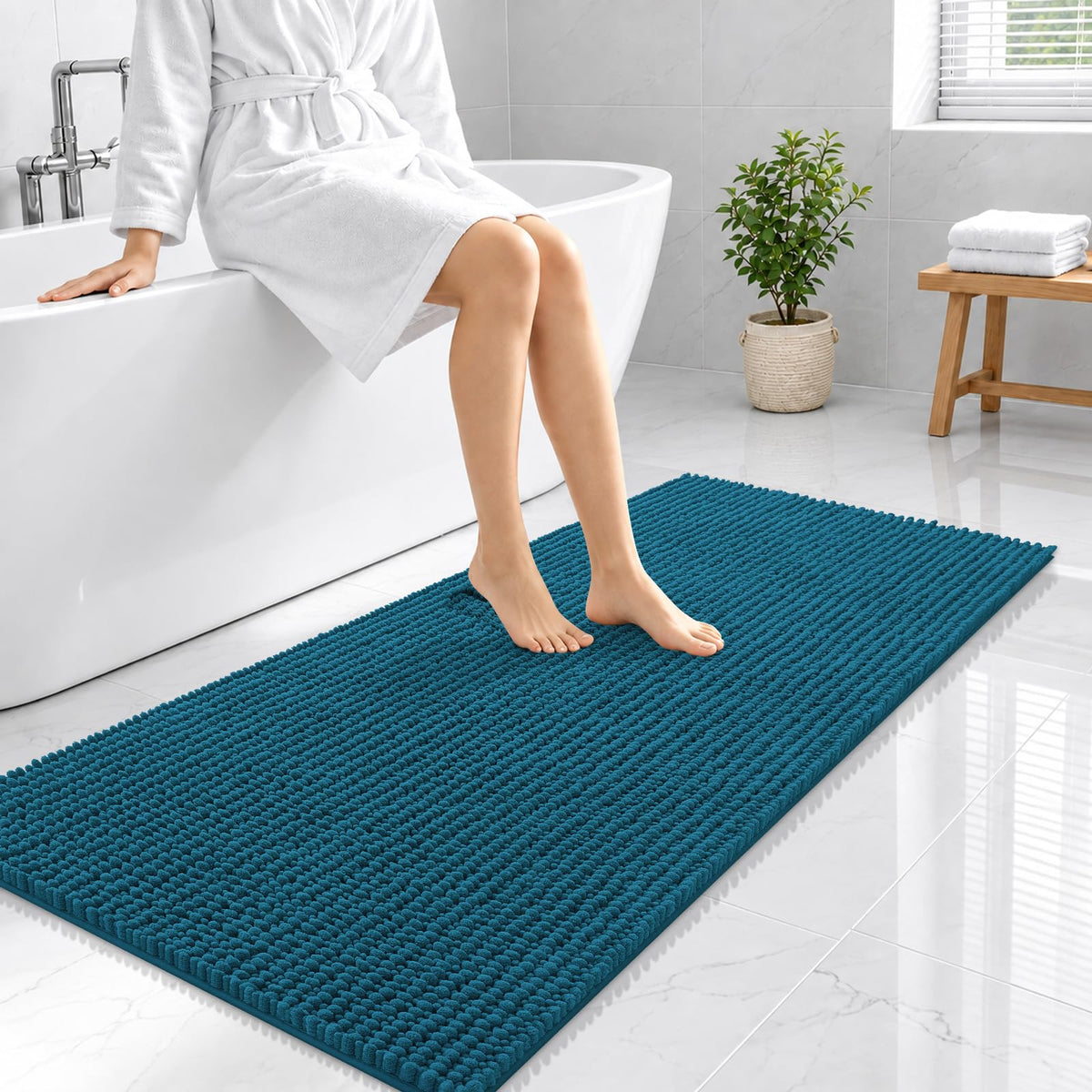 Smiry Thick Bathroom Rugs 30x20, Extra Soft Absorbent Chenille Bath Mat