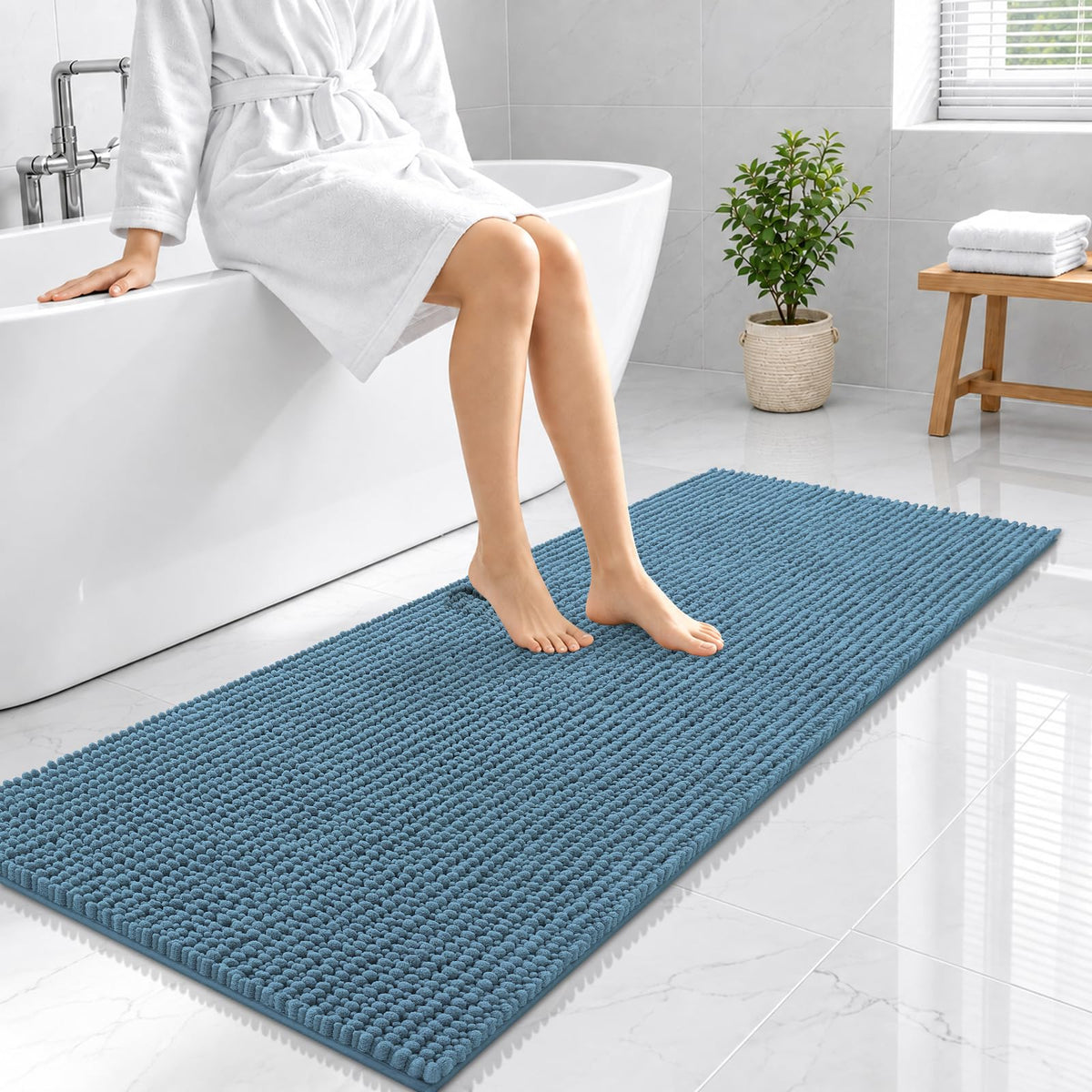 Smiry Thick Bathroom Rugs 30x20, Extra Soft Absorbent Chenille Bath Mat