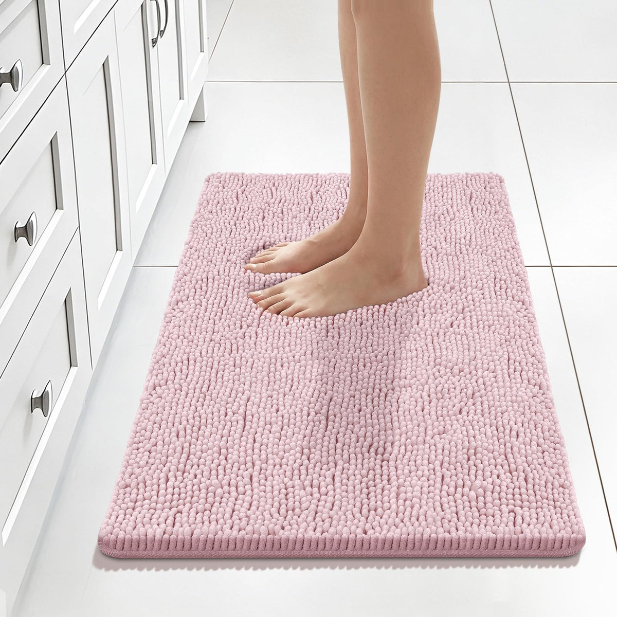 Bcoimo Small Bath Rug Mat,24x17 Extra Soft Chenille Lavender Bathroom Mats