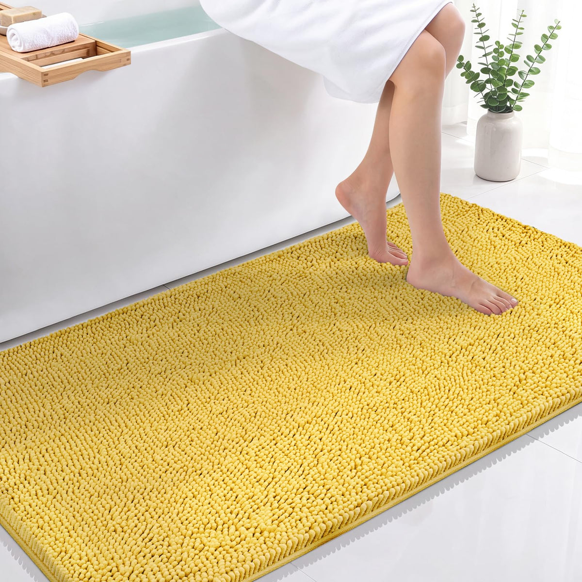 Bcoimo Small Bath Rug Mat,24x17 Extra Soft Chenille Lavender Bathroom Mats