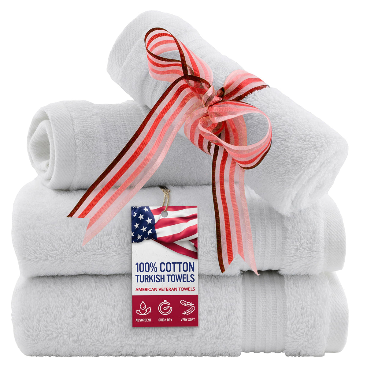American Veteran Towel, Hand Towels for Bathroom Set of 4, 100% Cotton Turkish Hand Towel Sets, Soft Hand Face Towels, Navy Blue Hand Towels