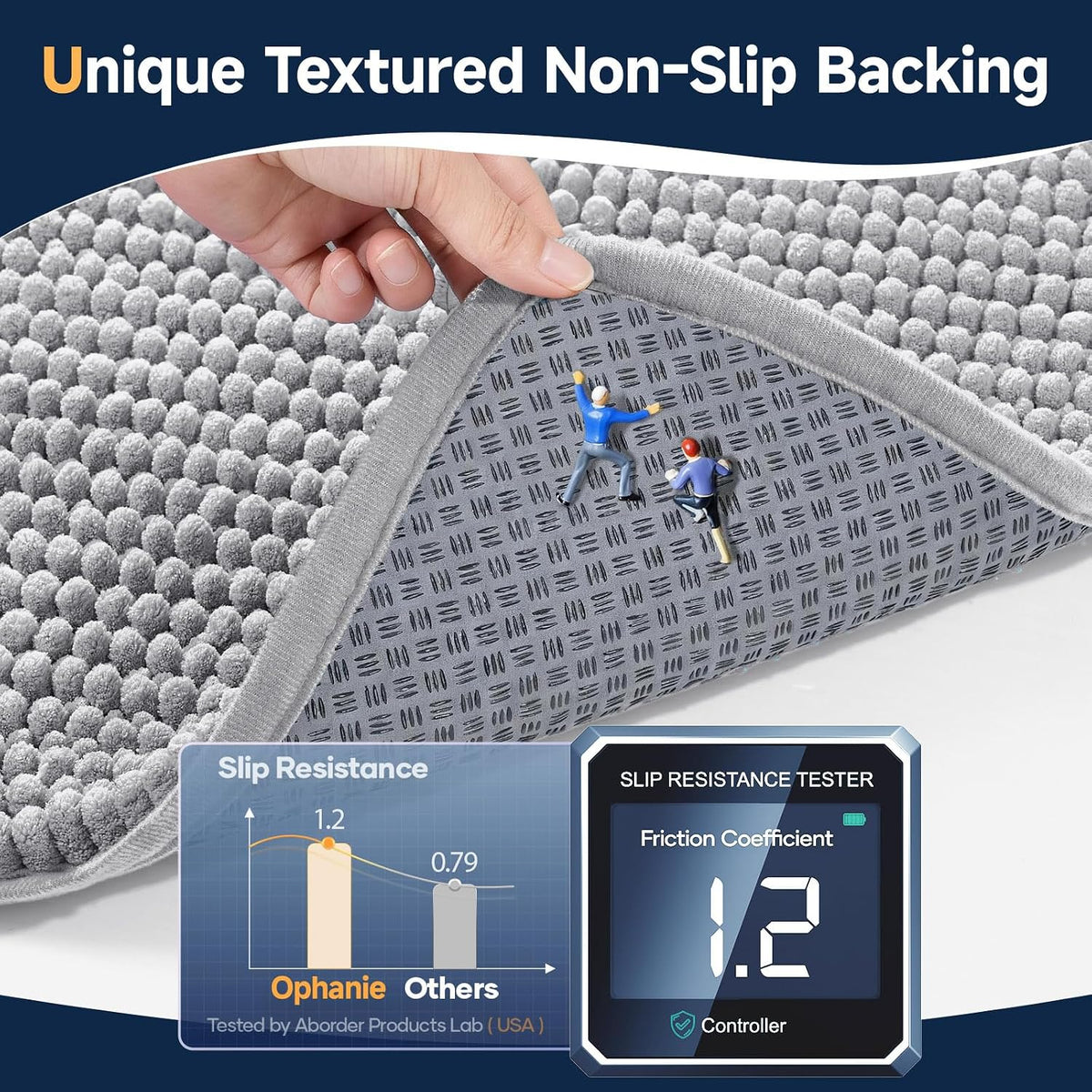 Ophanie Grey Bathroom Rugs 30x20, Soft Chenille Bath Mat, Non Slip Absorbent Quick Dry Light Gray Mats, Machine Washable Thick Small Area Rug Sets,Grip Bathmat for Shower,Toilet,Sink and Indoor Floor