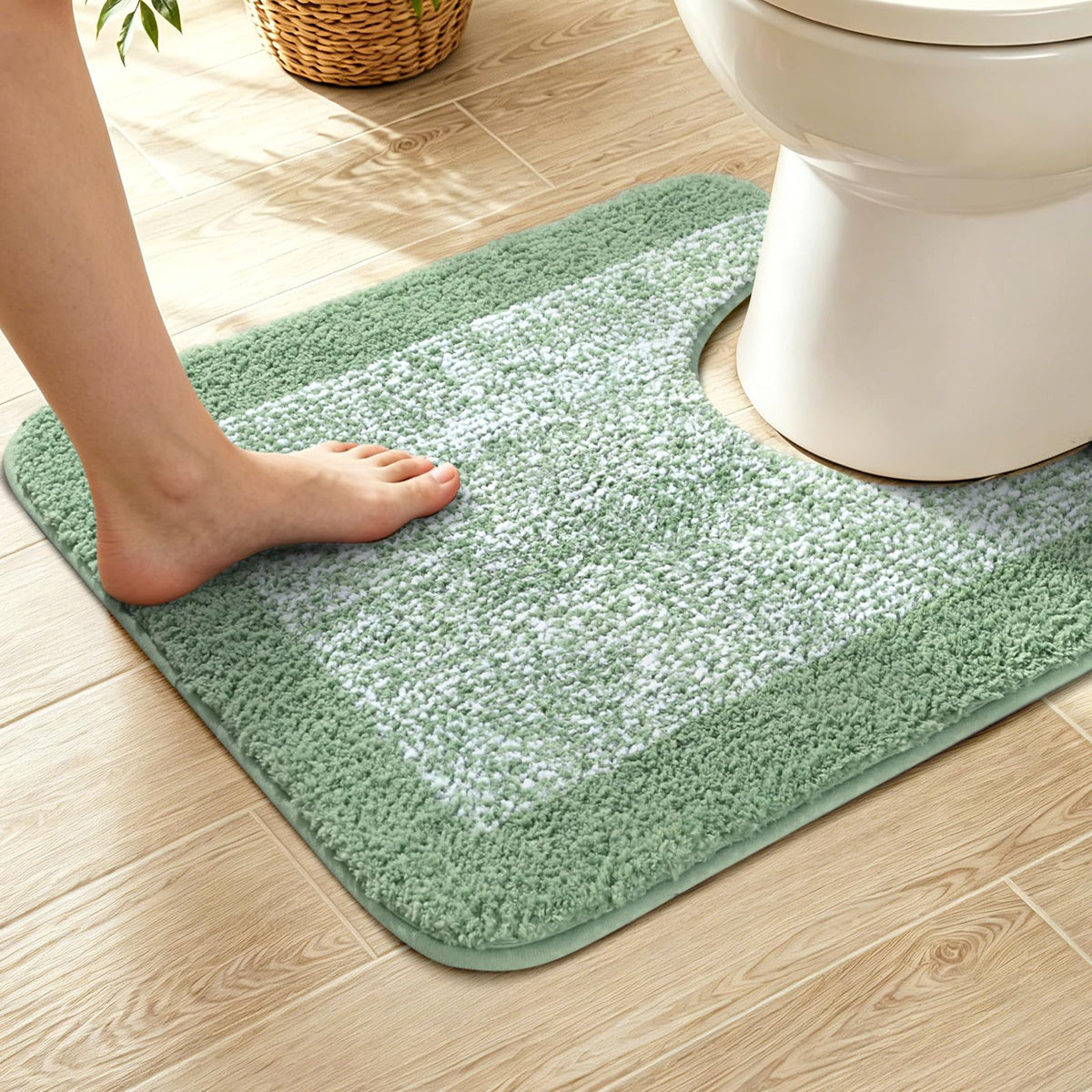 48x24 Long Bathroom Rugs Non Slip Washable, Soft Absorbent Bath Mat Blue