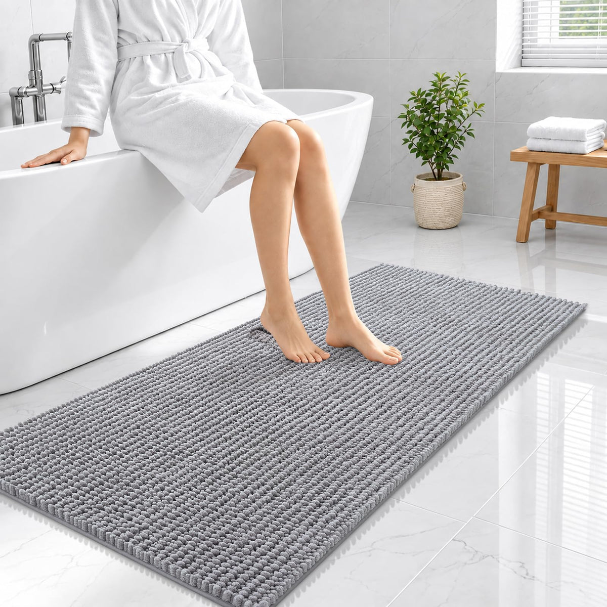 Smiry Thick Bathroom Rugs 30x20, Extra Soft Absorbent Chenille Bath Mat