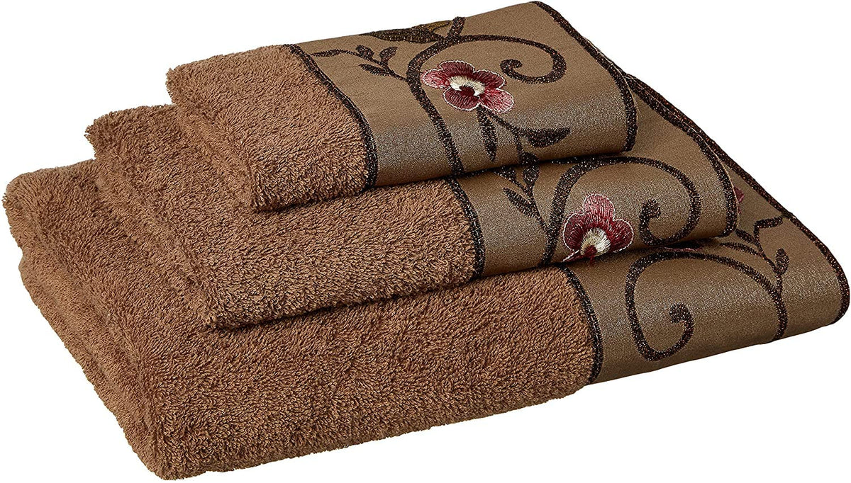 Zahari Home Elegant Rose Classic Luxury Bath Towel Set - 3 Piece Towel Set - Bath Towel, Hand Towel and Wash Towel for Contemporary Bathroom Decor
