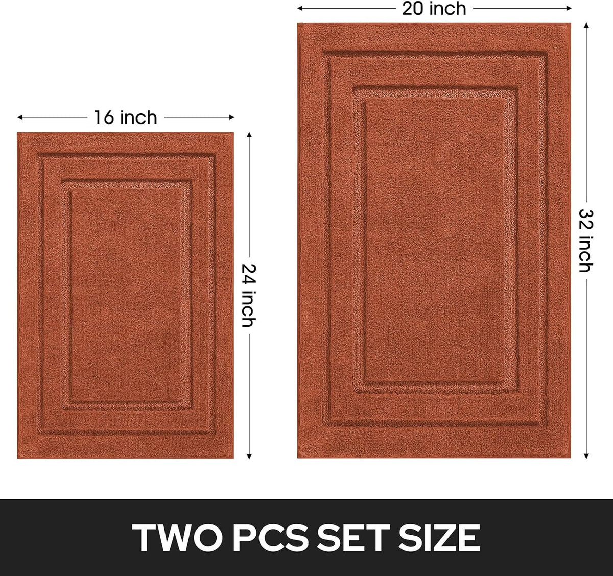 HOMEIDEAS Fall Bathroom Rugs Sets, 2 Piece Soft Bath Mat Burnt Orange