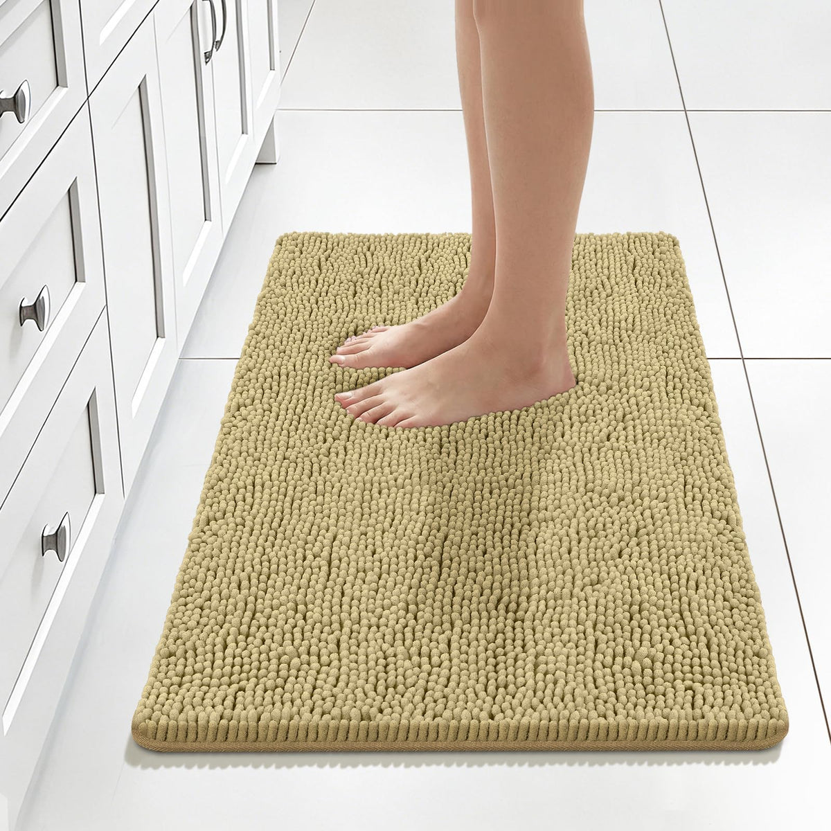 Bcoimo Small Bath Rug Mat,24x17 Extra Soft Chenille Lavender Bathroom Mats