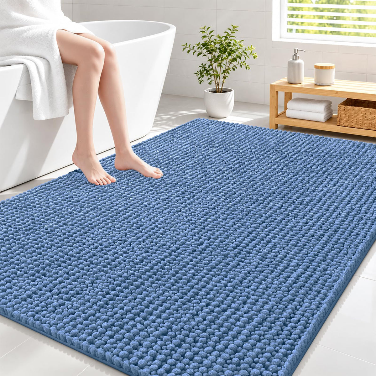 Smiry Thick Bathroom Rugs 30x20, Extra Soft Absorbent Chenille Bath Mat