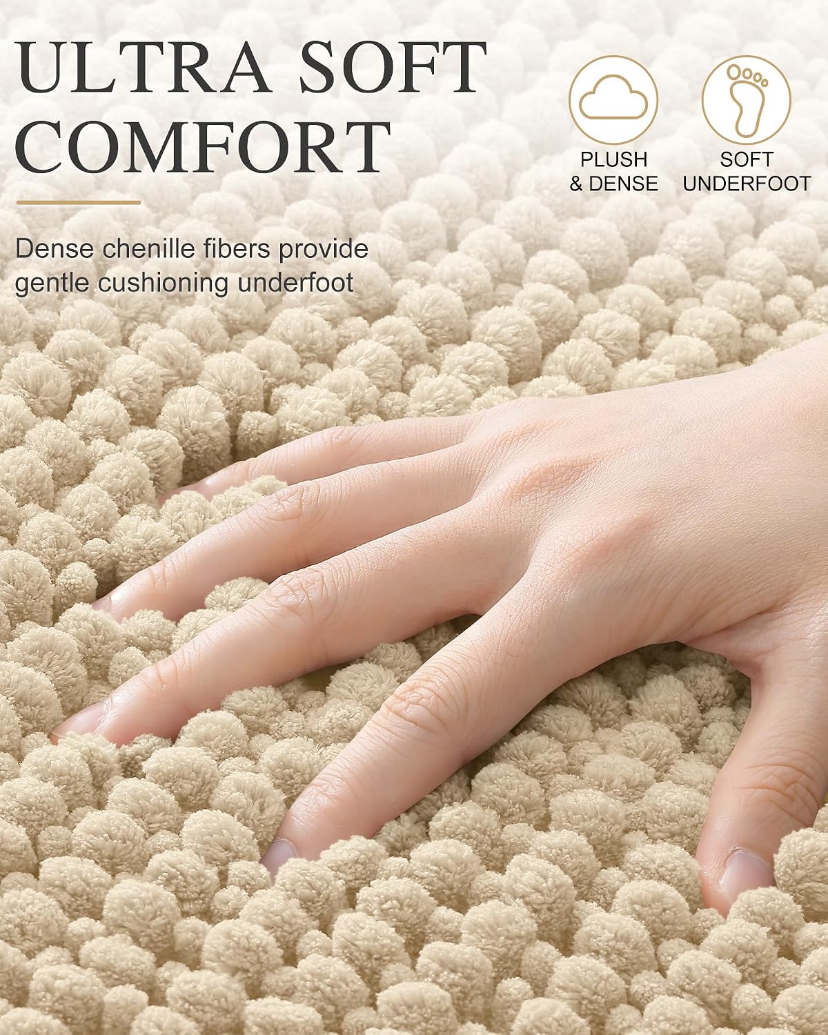 Smiry Thick Bathroom Rugs 30x20, Extra Soft Absorbent Chenille Bath Mat