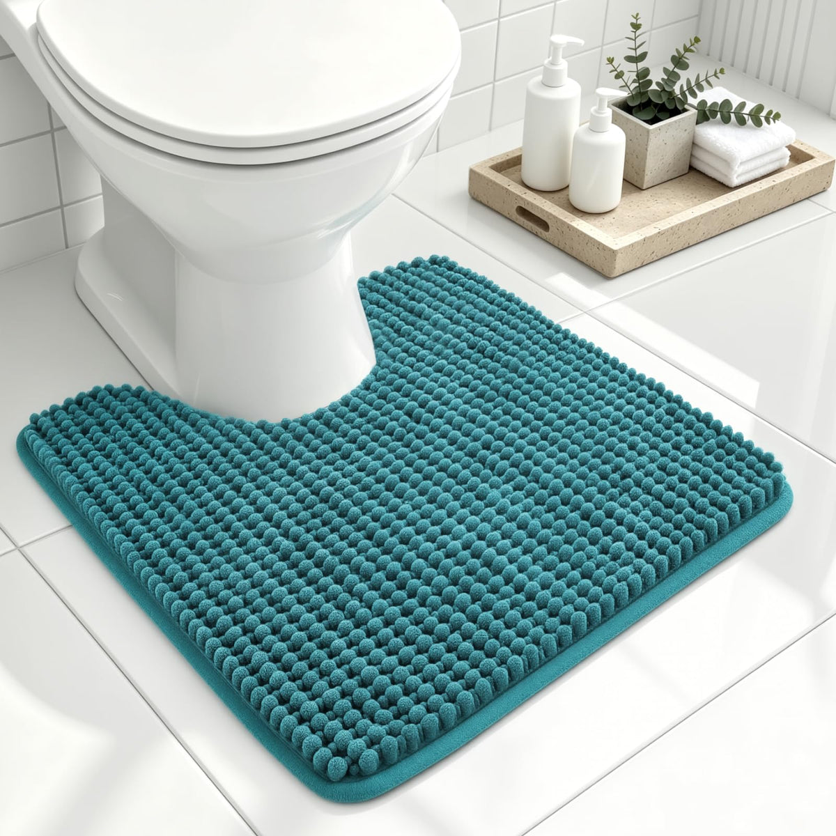 Ophanie Grey Bathroom Rugs 30x20, Soft Chenille Bath Mat, Non Slip Absorbent Quick Dry Light Gray Mats, Machine Washable Thick Small Area Rug Sets,Grip Bathmat for Shower,Toilet,Sink and Indoor Floor