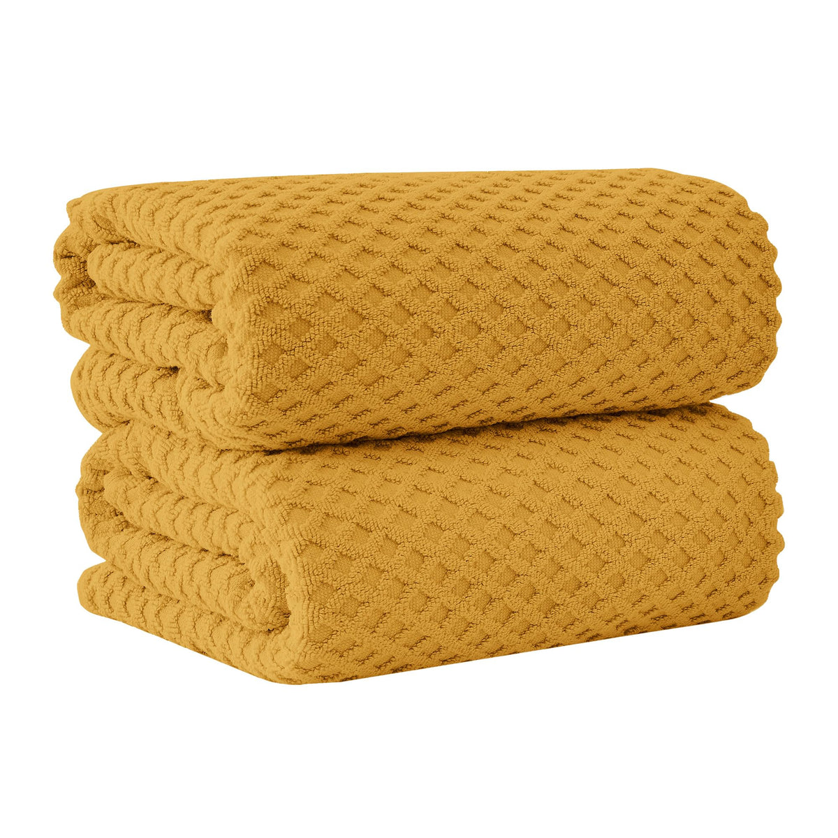 Great Bay Home Bath Towels - 100% Cotton 6 Piece Towel Set - Diamond Waffle Weave - Absorbent, Durable, Quick-Dry Towels for Bathroom (Marigold)