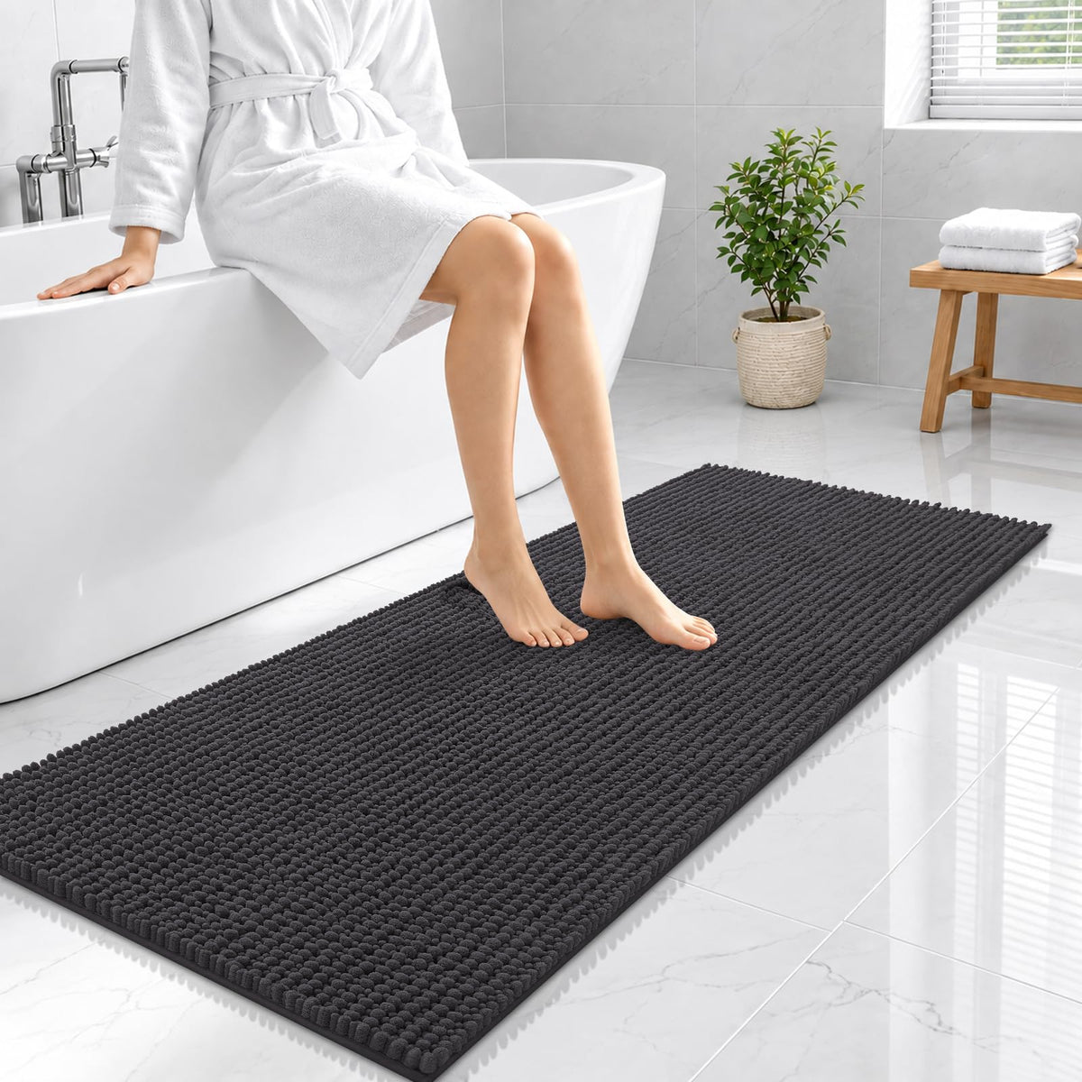 Smiry Thick Bathroom Rugs 30x20, Extra Soft Absorbent Chenille Bath Mat