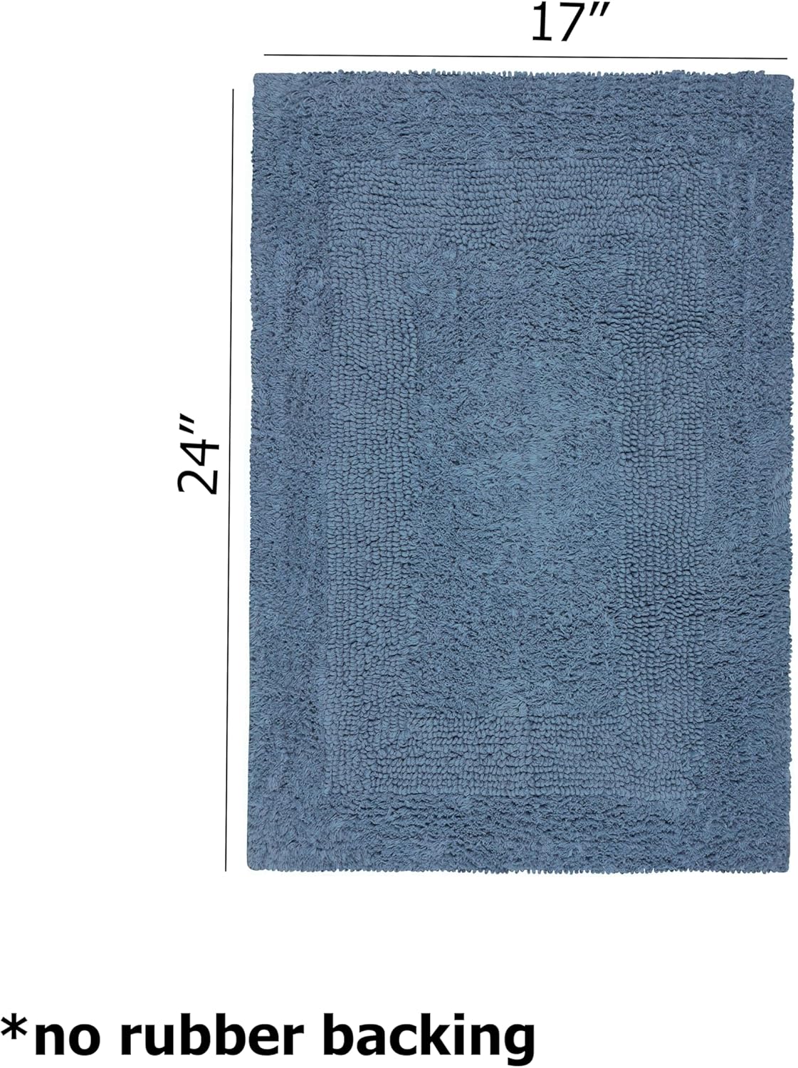 COTTON CRAFT 2 Pack Reversible Bath Mat Rug - Soft Plush -17x24- Azure Blue