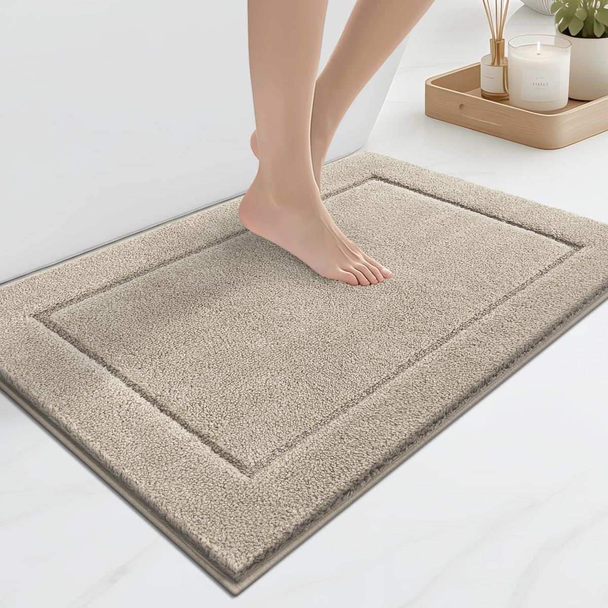 anllugs Bathroom Rugs, Non-Slip Bath Rugs, 24" x 60", Grey
