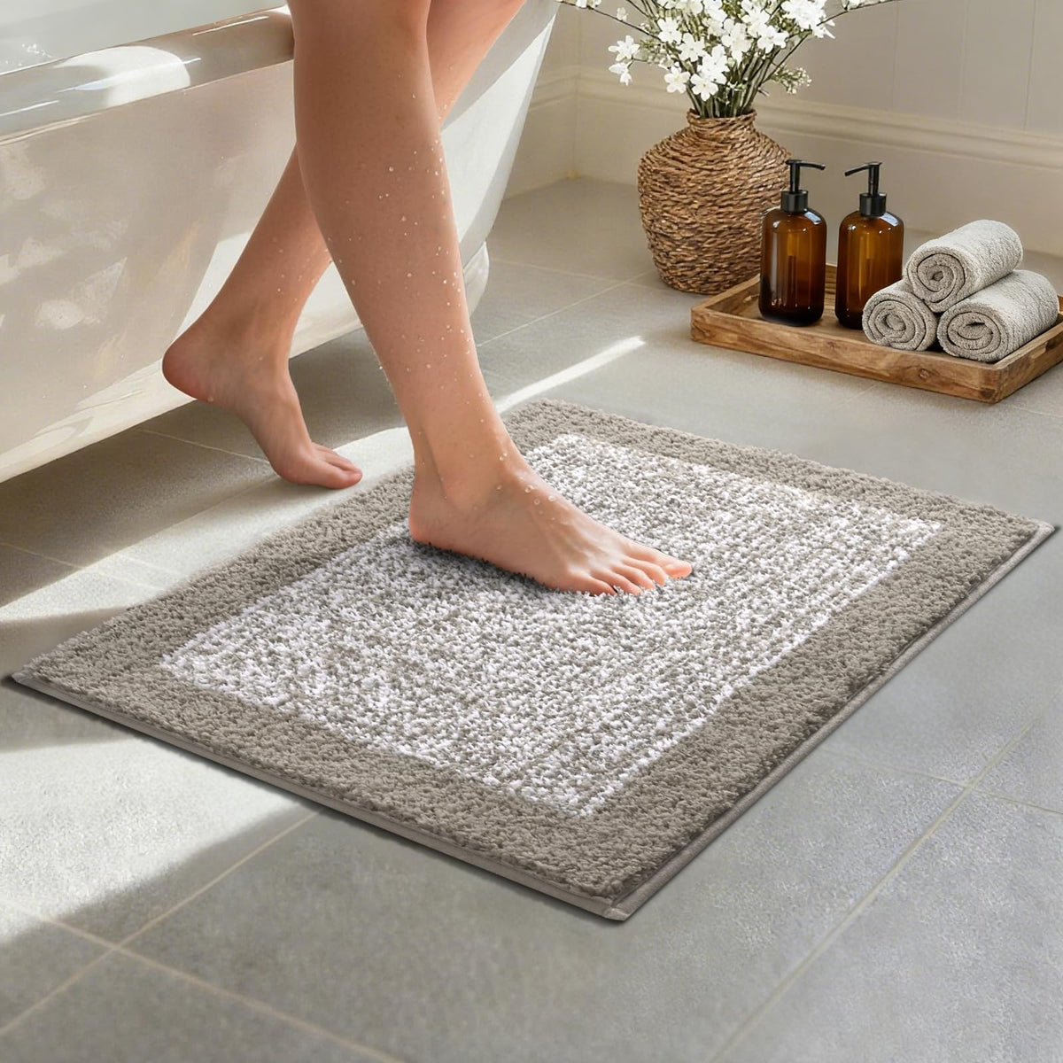 48x24 Long Bathroom Rugs Non Slip Washable, Soft Absorbent Bath Mat Blue