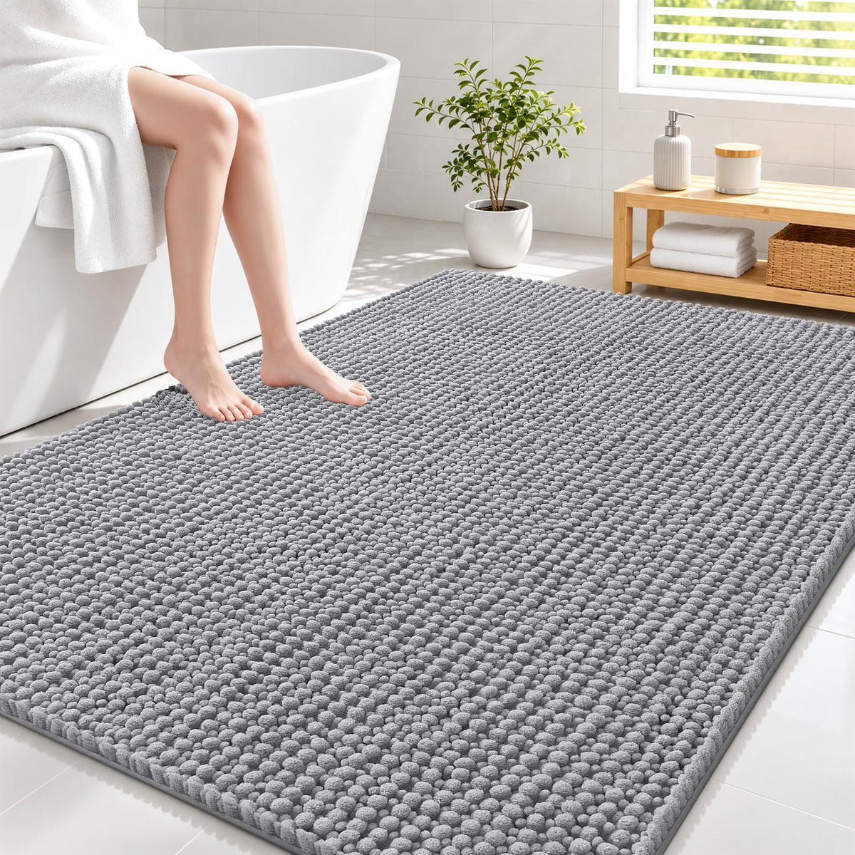 Smiry Thick Bathroom Rugs 30x20, Extra Soft Absorbent Chenille Bath Mat