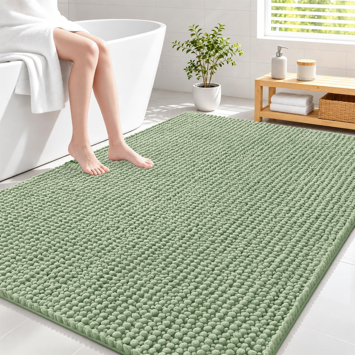 Smiry Thick Bathroom Rugs 30x20, Extra Soft Absorbent Chenille Bath Mat