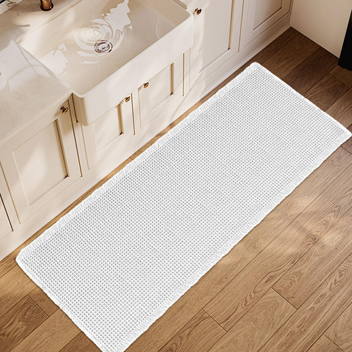 ZALL Waffle Bath Mat,Dark Green Super Absorbent Non Slip Bathroom Rug,17x24inch,Machine Washable Ultra Soft Floor Mats