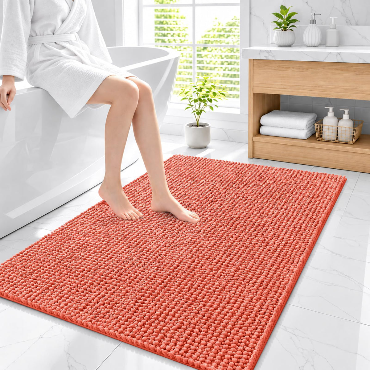 Smiry Thick Bathroom Rugs 30x20, Extra Soft Absorbent Chenille Bath Mat